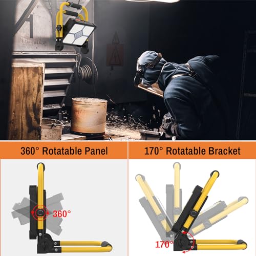 ERAY Rechargeable Work Light with Remote Control and Stand,15000mAh Battery 10000LM Worklight, Portable Solar Camping Lights, IP66 4 Lighting Modes Work Lights for Outdoor Emergency Car Repairing - size: 15000mAh