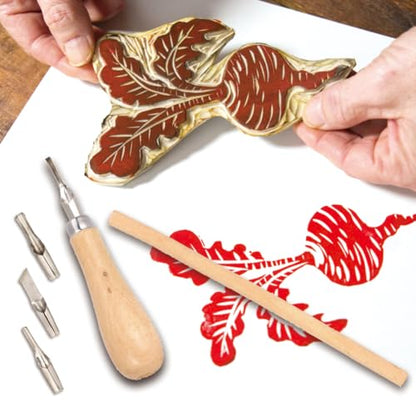Joyzan Linoleum Cutter Kit, Linocut Carving Tools Assortment Cutting Lino