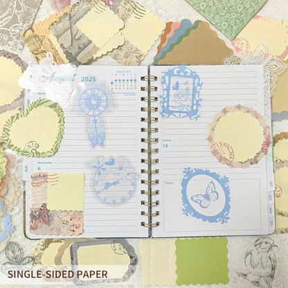 250Pcs Vintage Journal Supplies Kit,Scrapbook Papers Stickers