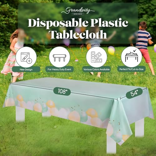 Grandipity Party Balloon Birthday 1 Pack Premium Disposable Plastic Tablecloth 54 Inch. x 108 Inch. Rectangle Table Cover - color: Balloons, size: 54" x 108" (Rectangular)