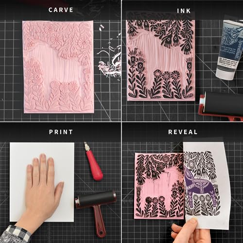 Speedball 3471 Super Value Block Printing Starter Kit – Includes Ink, Brayer, Lino Handle and Cutters, Speedy-Carve - size: 7 Piece Starter Kit