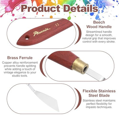 MECCANIXITY Pack of 1 Palette Knife No.13, 8.4" Long Palette Knives with Stainless Steel Flexible Spatula Pallet Knife and Wood Handle for Scraping, Mixing, Oil Acrylic Painting Canvas - style: No.13