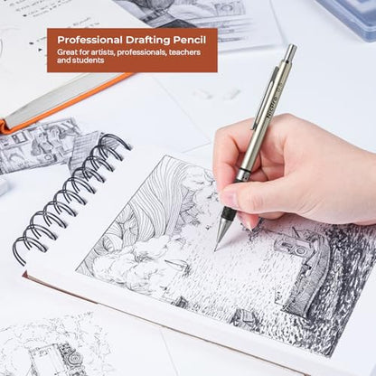 Nicpro 0.5 mm Art Mechanical Pencil Set in Storage Case, 3 PCS | Metal Drafting Pencil Lead Pencil+6 Tube HB Refills, 12 Erasers, Comfort Grip For School Writing, Artist Drawing, Sketching - style: 3 Pack (0.5mm)