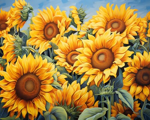 Craftoria Paint by Numbers for Adults 40"x50"cm NO Framed Sunflower Embrace 36 Colors - color: Sunflower Embrace - 36 COLORS, size: NO Frame