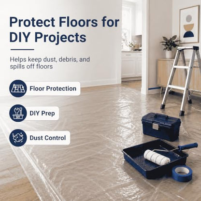 VICMORE Clear Plastic Drop Cloth for Painting, 9 x 12 Ft