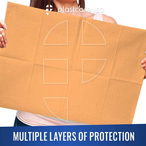 Disposable Dental Bibs 13"x18" (125 Pack) - 3 Ply Waterproof Tattoo Bib Sheet for Patients - Dentist or Medical Tray Cover and Nail Table Cover Supplies, Apricot - color: Apricot