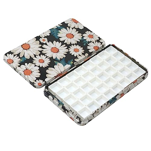 Honbay Watercolor Tins Palette Paint Case with 40pcs Plastic Half Pans (Flower) - color: Daisy