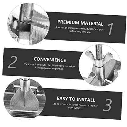 Angoily Silk Screen Printing Clamp Plate for DIY Screen Printing Hinge Clamp Lightweight Compact Edges Sturdy Professional Tool - color: Silver