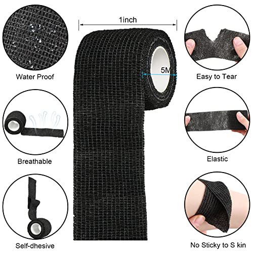 Treela 64 Pack 2" X 5 Yards Self Adhesive Bandage Wrap Black | Cohesive Flexible Wrap for Wrist Ankle Fingers, Breathable Sports Tape, Self Adherent Rolls for Pets Vet, Coban Style - color: Black, size: 2 Inch X 5 Yard