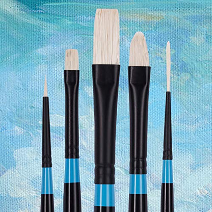 Princeton Aspen 6500 Series 5pc Professional Paint Brushes for Acrylic Painting - Synthetic Oil, Gouache, and Acrylic Paint Brushes Set - Filbert Striper Flat & Round Set of Art Brush | 5pc Synthetic Oil, Gouache, Watercolor and Acrylic Paint Brushes Set,