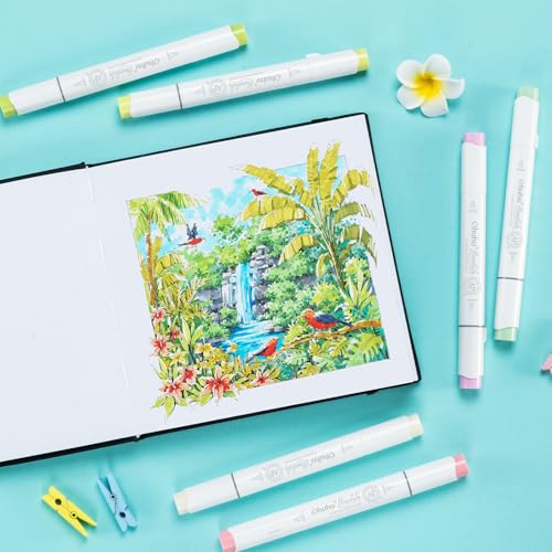 Ohuhu 6.3"x6.3" Double-Sided Bleedproof Marker Pad Art Sketchbook 60 Sheets | Small Square Sketch Book - 90 LB/150 GSM Smooth Drawing Paper - 60 Sheets/120 Pages -Hardcover Sketch Pad for Alcohol Markers - size: 6.3" x 6.3"