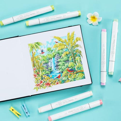 Ohuhu 6.3"x6.3" Double-Sided Bleedproof Marker Pad Art Sketchbook 60 Sheets | Small Square Sketch Book - 90 LB/150 GSM Smooth Drawing Paper - 60 Sheets/120 Pages -Hardcover Sketch Pad for Alcohol Markers - size: 6.3" x 6.3"