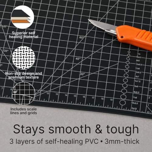 XNM Premium Self Healing Cutting Mat - 8 Inches by 11 inches - A4, 3 Layer Quality PVC Construction - Dual Sided, Imperial and Metric Grid Lines - Perfect for Cutting, Sewing, and Crafts - size: 11"L x 8"W