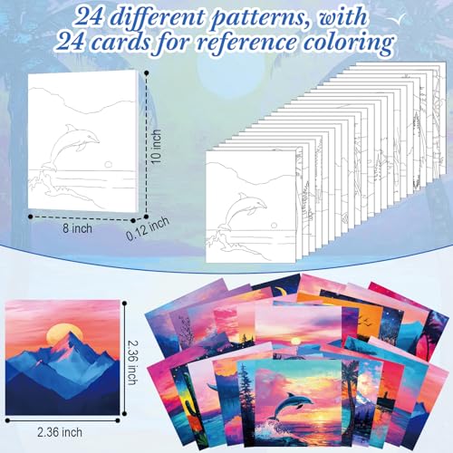 Sherr 24 Pcs Pre Drawn Canvas for Adult, Multiple Sceneries, 8 x 10 Inch - size: 8 x 10 Inch, style: Multiple Sceneries
