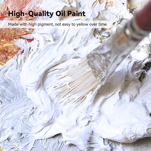 Paul Rubens Titanium White Oil Paint, 3 * 50ml Oil Colors with High Saturation, Large Capacity Tubes, Faster Drying Time with Creamy Texture and Consistency for Artists, Students, Beginners | Oil Colors with High Saturation, Large Capacity Tubes, Creamy T