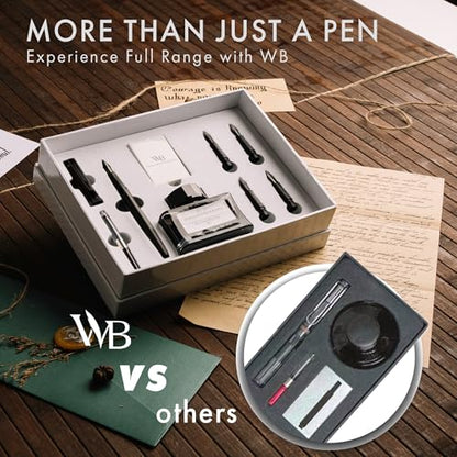 Wordsworth & Black Luxury Fountain Pen Set for Writing, 6 Nibs, All Black - color: All Black