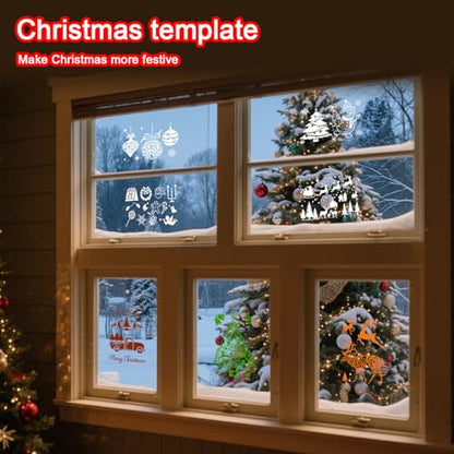 Reusable Christmas Stencils Set of 12 - Stencils for Painting On Wood, Walls, Fabric,Windows - Santa, Snowman, Pine Tree, Deer Xmas Holiday Stencil for Christmas Decorations (Christmas-7v) - style: Christmas-7v