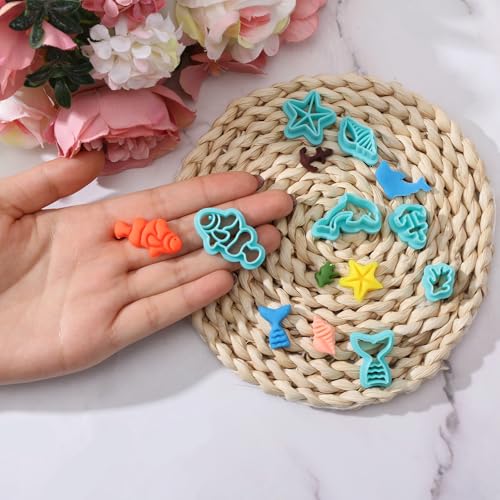 ORIGACH 16 Pcs Ocean Animal Clay Cutters Set | Turtle Starfish and More Sea life Shapes Polymer Clay Cutter for Earring Jewelry Making - style: Ocean Animal