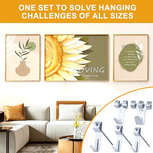 303Pcs Picture Hanging Kit, Picture Hangers Assorted Kit with Heavy Duty Wall Hooks, Sawtooth, Picture Wire, D Rings, Hardware Nails, Eye Hooks, Silver Heavy Duty Frame Hooks - size: Silver
