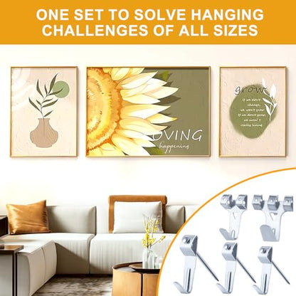 303Pcs Picture Hanging Kit, Picture Hangers Assorted Kit with Heavy Duty Wall Hooks, Sawtooth, Picture Wire, D Rings, Hardware Nails, Eye Hooks, Silver Heavy Duty Frame Hooks - size: Silver
