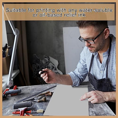 Yeaqee 2 Pcs 9 x 12 Inch Linoleum Blocks for Printmaking, Gray - color: Gray, size: 9 x 12 Inch