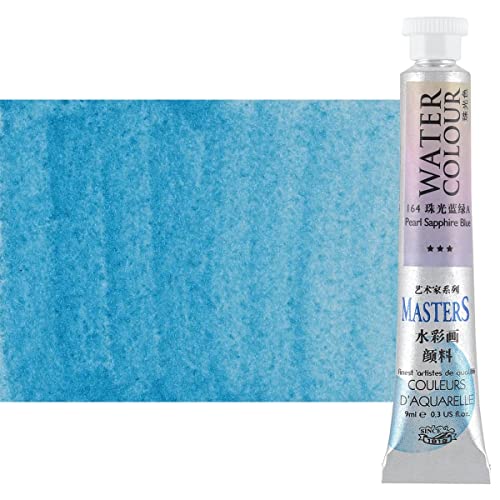 Marie's Masters Quality Watercolor Paint - Blues, 9 mL (Set of 6) - Concentrated Color, Pure Pigments, High Lightfastness Ratings - color: Blues