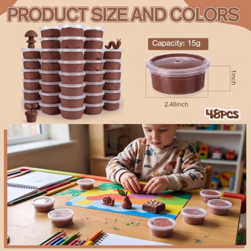 VioraWhite 48 Pcs Air Dry Clay Bulk 1.6lb Modeling Clay Kit,Light Brown | Soft & Stretchable, Magic Foam for Kids, DIY Molding, Arts & Crafts, Boys Girls Party Favors, Cosplay Sculpting Supplies - color: Light Brown