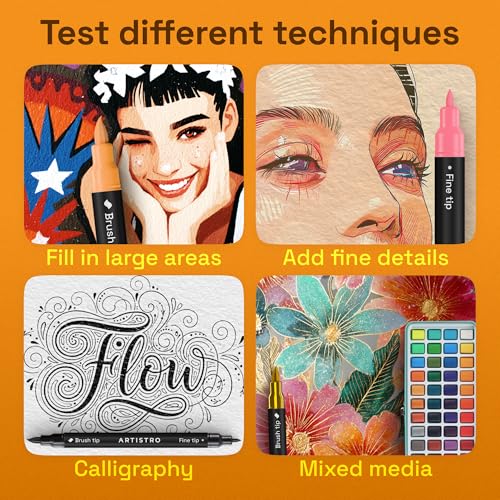 ARTISTRO 36 Dual-Tip Acrylic Paint Marker Pens for Drawing | For Fabric, Rock, Glass, Wood, & Molds, Arts & Crafts Gift for Adults, Teens, & Kids, Classroom Must Haves & School Supplies