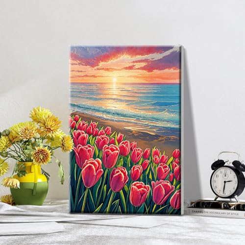 ATDMS Paint by Numbers Kit for Adults with Frame, 8 x 12 Inch - color: Flower 231