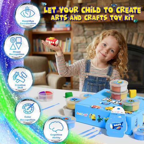 Aestd-ST Air Dry Clay Kit -Traffic Theme, Modeling Clay for Kids | DIY Magic Clay with Sculpting Tools and Tutorials, 12 Boxes Molding Clay, Soft & Non-Sticky, Arts and Crafts Gift for Kids - color: Traffic Playset