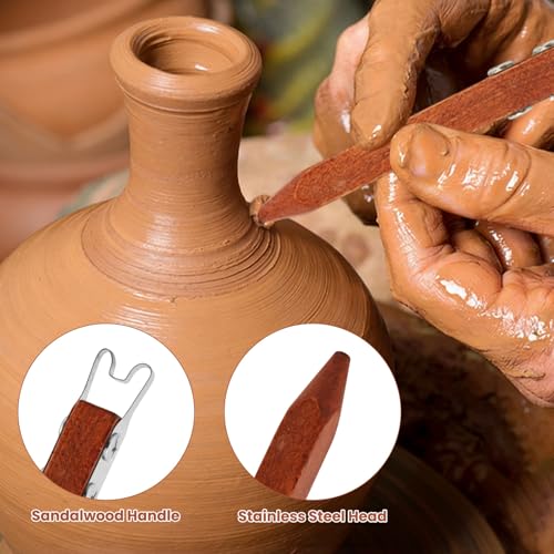 Pottery Trimming Tool, 6mm Clay Foot Trimmer with Red Sandalwood Handle