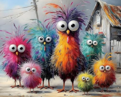 Funny Chicken Paint by Numbers Kit On Canvas for Adults Beginners 16x20In - color: PB502-1
