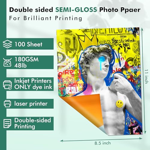Koala Double Sided Semi-Gloss Photo Paper 8.5X11 Inch 100 Sheets 48LB - size: 8.5"X11"