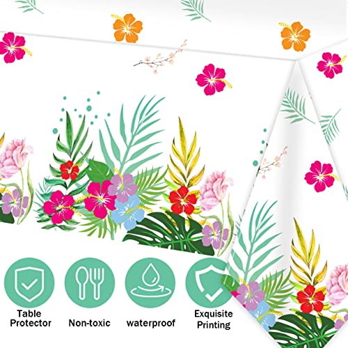 PATIAI 3 Pack Hawaiian Luau Tablecloths,Summer Themed Birthday Table Covers