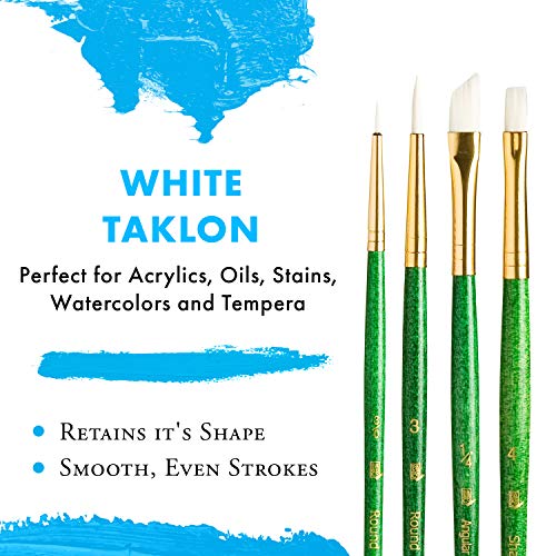 Princeton RealValue Brush Set, White Taklon, Green Handle, 4 Piece, 1 Count - style: Set-9117