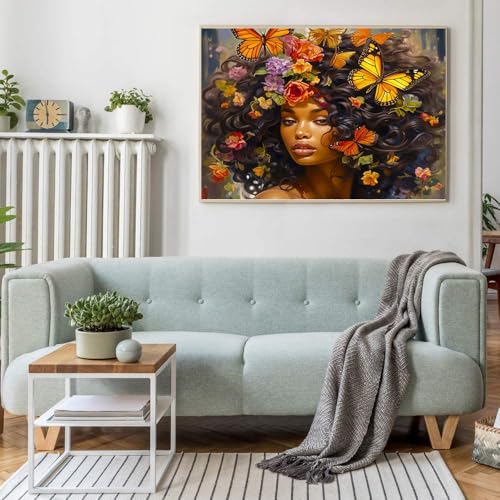 Artunion Flower Girl Paint by Numbers Kit for Adults,African Woman Paint by Number Kits, DIY Oil Painting Paint by Number Kits on Canvas Arts Craft for Home Wall Decor 16x20 Inch - color: ZXT-317