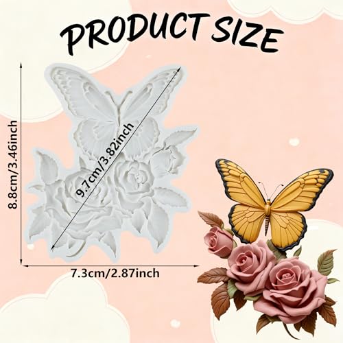 Butterfly Flower Polymer Clay Molds Butterfly Rose Silicone Mold - color: Style S