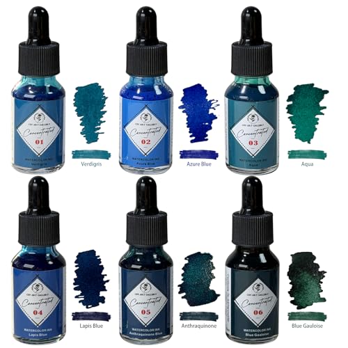 Liquid Watercolor Mixing Set 6x15ml- Drawing Ink -Calligraphy Inks -Vibrant Ink Colors for Illustration,Scrapbooking,Comics, Manga, Art Journalling (Water Lily Set) - color: Water Lily Set