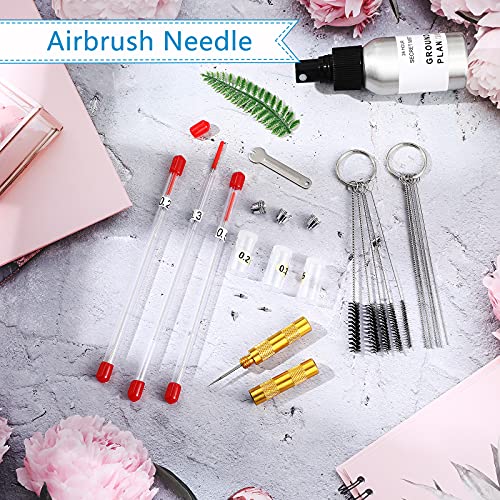 21 Pieces Airbrush Nozzle Cap Kit Airbrush Needle Replacement Parts Airbrush Needles with Wrench and Airbrush Cleaning Kit Replacement Part for Airbrush Sprayer Accessories, 0.2/0.3/0.5 mm
