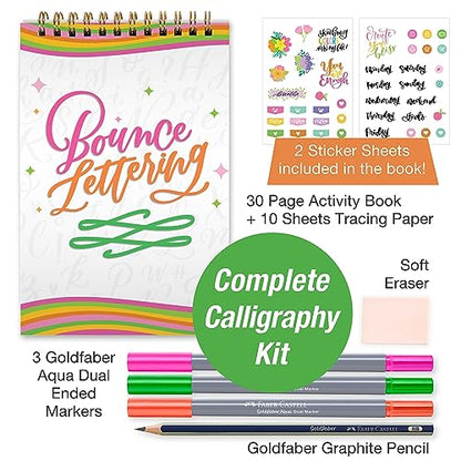 Faber-Castell Bounce Lettering - Hand Lettering for Beginners, DIY Crafts Project with 3 Brush Pens for Lettering