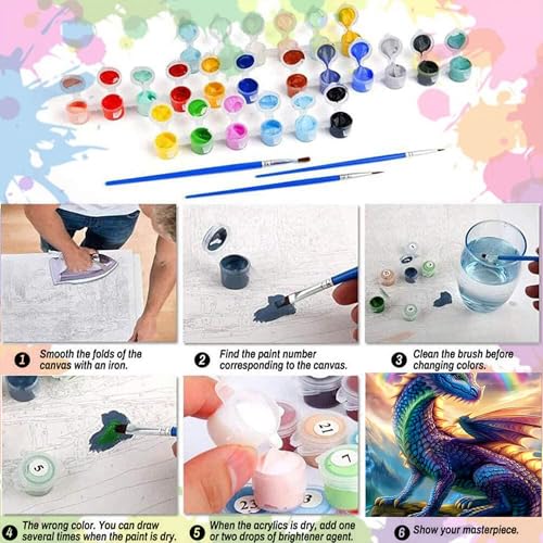 Arttoplus Dragon Paint by Numbers Kit for Adults Beginner 16x20 inch - color: MT22579-US