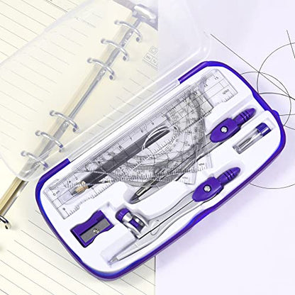 Vobou Math Geometry Sets 10 Pcs, Student Supplies Kit, Compass Set (Purple - color: Purple