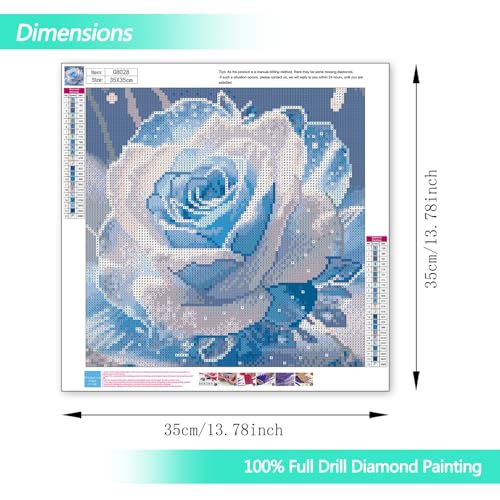 Rose Diamond Art Kits for Adults,Crystal Flower DIY Diamond Painting Kits for Adult Beginners,Full Drill Round Gem Painting Art Craft for Home Wall Decor 14x14 Inch. - color: G8028