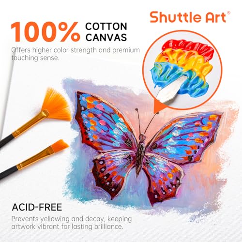 Shuttle Art 36 Pack Canvas for Painting, 5x7 & 8x10 Inch(18 of Each), Primed, 100% Cotton Blank Canvas Boards for Painting, Ideal Art Supplies for Kids Adults Artists Acrylic Oil Painting - size: 36 Pack - 18 of Each 5x7, 8x10 inch