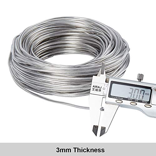 BENECREAT 1.2mm Transparent PVC Plastic Covered Aluminum Wire 100FT Bendable Aluminum Craft Wire for Hair Bows, Shaping Brim Hat and Other Crafts Project (3mm in Total Thickness) - size: 9 Gauge
