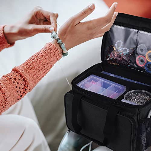Sewing Basket Bead Organizers and Storage Adjustable Compartments Bead Bag | Diamond Painting Storage Jewelry Making Kits Organizer for Sewing Tools Diamond Art Accessories and Tools