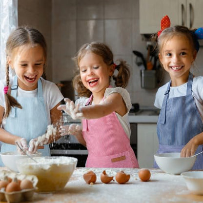 3 Pack Stripes Kids Apron, Adjustable Kids Cooking Aprons with 2 Pockets, Cute Chef Baking Aprons for Boys and Girls - color: Light Blue + Dark Blue + Rose Red, size: 55x65cm