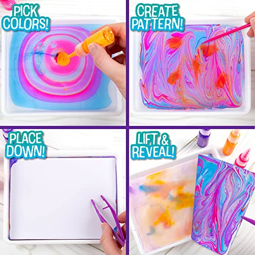 Made By Me Marbling Studio, 25-Piece Marbling Kit for Kids - Make 10 Pour Paint Art Projects - Dip & Paint Marbling Arts & Crafts for Ages 6-9 - Fun Gift - size: 5.3 inches x 6.8 inches