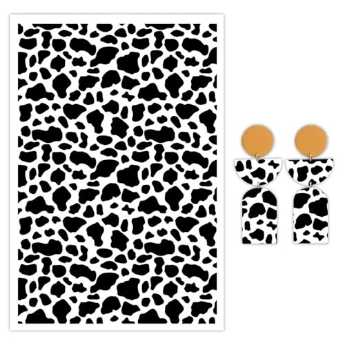 10 Pcs Transfer Paper for Polymer Clay, Cow Pattern Water-Soluble Disposable Clay Transfer Sheets for Crafting Soft Ceramic Earrings, Jewelry & Polymer Clay Molds DIY Craft 5.8X3.9 inch - color: Cow Pattern