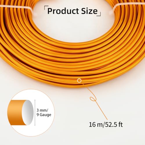 9 Gauge Aluminum Craft Wire, 52.5FT Bendable Armature Wire for Sculpting, Jewelry Making, DIY Crafting, Doll Making, Modelling, Bonsai Training(Yellow) - color: Yellow